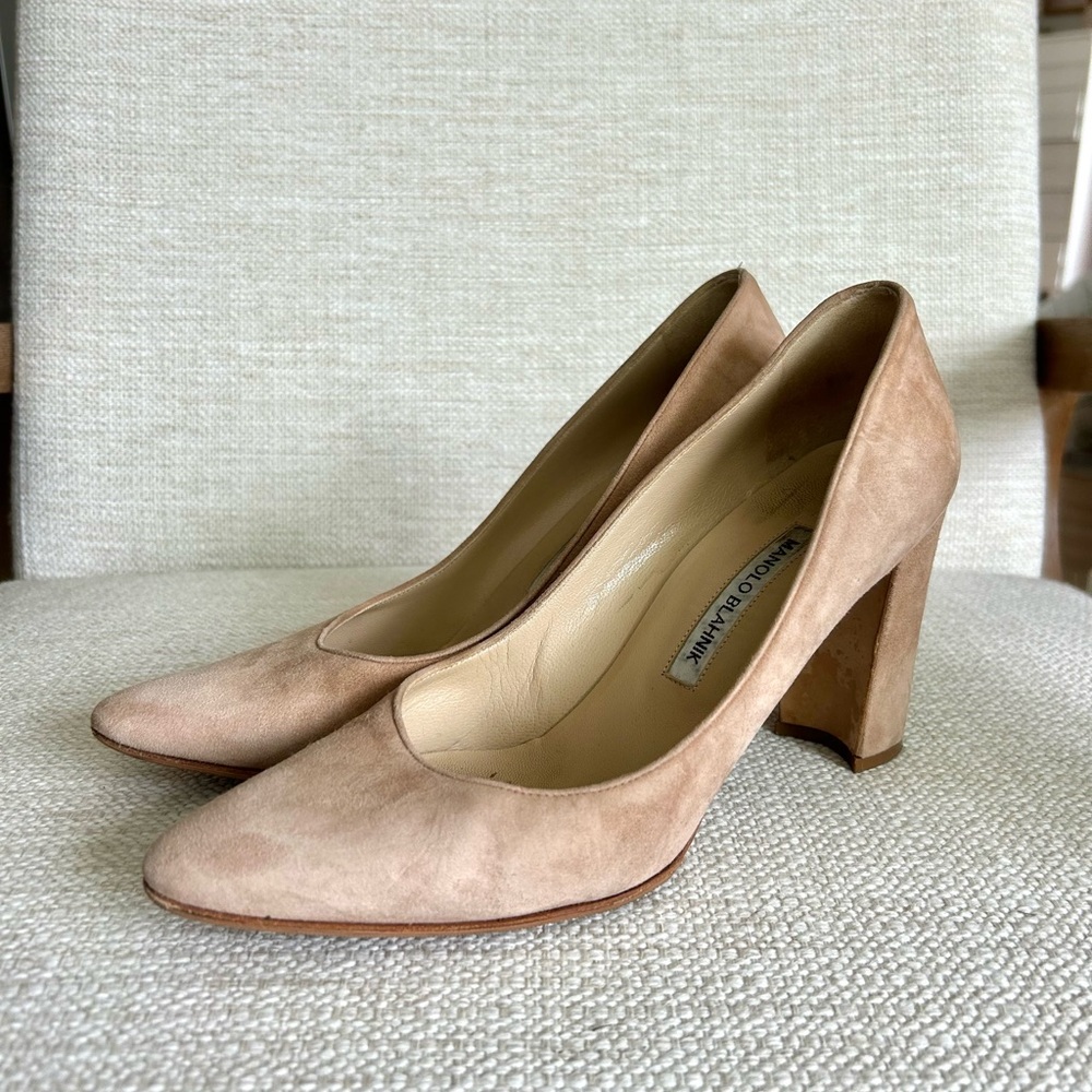 manolo blahnik block heel pumps - Picture 2 of 8